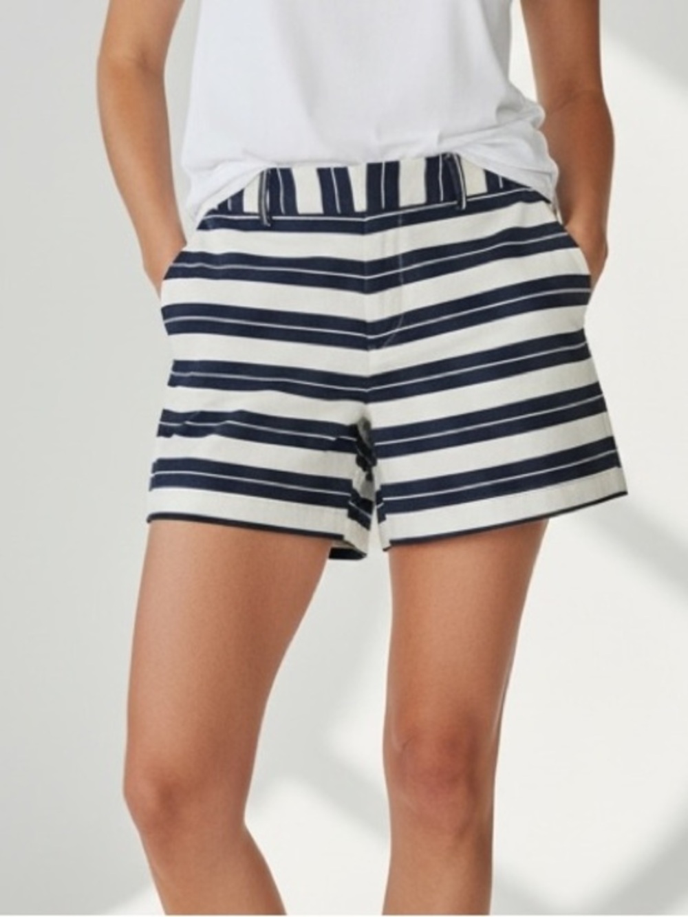 Banana Republic Navy and White Striped Women's Shorts